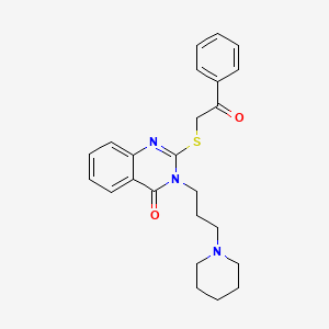 molecular formula C24H27N3O2S B3636745 2-[(2-oxo-2-phenylethyl)thio]-3-[3-(1-piperidinyl)propyl]-4(3H)-quinazolinone 