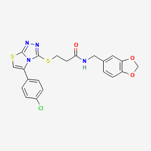 N-(1,3-benzodioxol-5-ylmethyl)-3-{[5-(4-chlorophenyl)[1,3]thiazolo[2,3-c][1,2,4]triazol-3-yl]thio}propanamide