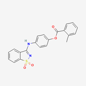 molecular formula C21H16N2O4S B3636825 4-[(1,1-DIOXO-1??,2-BENZOTHIAZOL-3-YL)AMINO]PHENYL 2-METHYLBENZOATE 