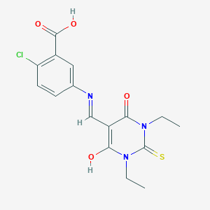 2-chloro-5-{[(1,3-diethyl-4,6-dioxo-2-thioxotetrahydro-5(2H)-pyrimidinylidene)methyl]amino}benzoic acid