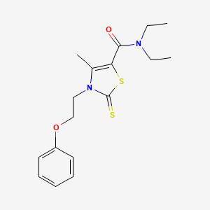 N,N-diethyl-4-methyl-3-(2-phenoxyethyl)-2-thioxo-2,3-dihydro-1,3-thiazole-5-carboxamide