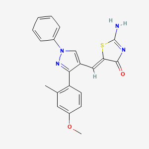 molecular formula C21H18N4O2S B3636922 2-imino-5-{[3-(4-methoxy-2-methylphenyl)-1-phenyl-1H-pyrazol-4-yl]methylene}-1,3-thiazolidin-4-one 