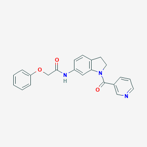 molecular formula C22H19N3O3 B363697 2-phenoxy-N-[1-(3-pyridinylcarbonyl)-2,3-dihydro-1H-indol-6-yl]acetamide CAS No. 1007661-19-9