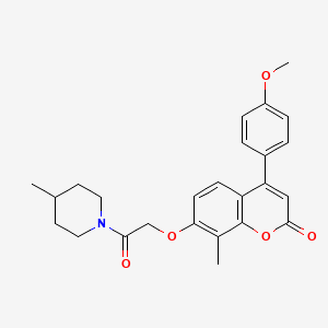 molecular formula C25H27NO5 B3636973 4-(4-methoxyphenyl)-8-methyl-7-[2-(4-methylpiperidin-1-yl)-2-oxoethoxy]-2H-chromen-2-one 