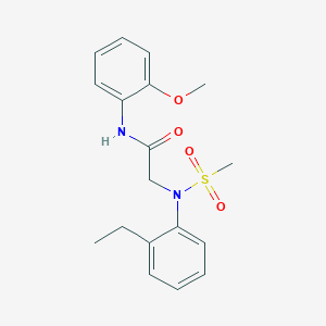 molecular formula C18H22N2O4S B3637014 2-(2-ethyl-N-methylsulfonylanilino)-N-(2-methoxyphenyl)acetamide 