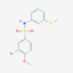 molecular formula C14H14BrNO3S2 B3637084 3-bromo-4-methoxy-N-[3-(methylthio)phenyl]benzenesulfonamide 