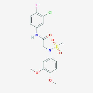 molecular formula C17H18ClFN2O5S B3637100 N-(3-chloro-4-fluorophenyl)-2-(3,4-dimethoxy-N-methylsulfonylanilino)acetamide 