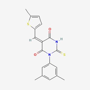 (5E)-1-(3,5-dimethylphenyl)-5-[(5-methylthiophen-2-yl)methylidene]-2-thioxodihydropyrimidine-4,6(1H,5H)-dione