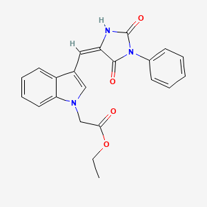 molecular formula C22H19N3O4 B3637133 ETHYL 2-(3-{[(4E)-2,5-DIOXO-1-PHENYLIMIDAZOLIDIN-4-YLIDENE]METHYL}-1H-INDOL-1-YL)ACETATE 