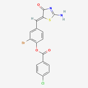 [4-[(Z)-(2-amino-4-oxo-1,3-thiazol-5-ylidene)methyl]-2-bromophenyl] 4-chlorobenzoate