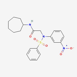 molecular formula C21H25N3O5S B3637183 N~1~-cycloheptyl-N~2~-(3-nitrophenyl)-N~2~-(phenylsulfonyl)glycinamide 