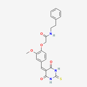 2-[4-[(4,6-dioxo-2-sulfanylidene-1,3-diazinan-5-ylidene)methyl]-2-methoxyphenoxy]-N-(2-phenylethyl)acetamide