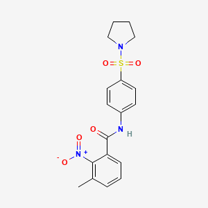 molecular formula C18H19N3O5S B3637278 3-methyl-2-nitro-N-[4-(1-pyrrolidinylsulfonyl)phenyl]benzamide 