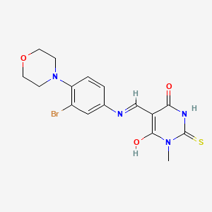 5-[(3-Bromo-4-morpholin-4-ylphenyl)iminomethyl]-6-hydroxy-1-methyl-2-sulfanylidenepyrimidin-4-one