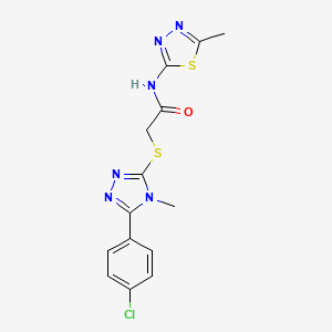 2-[[5-(4-chlorophenyl)-4-methyl-1,2,4-triazol-3-yl]sulfanyl]-N-(5-methyl-1,3,4-thiadiazol-2-yl)acetamide