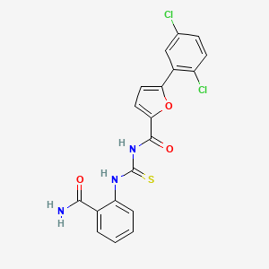 molecular formula C19H13Cl2N3O3S B3637374 N-[(2-carbamoylphenyl)carbamothioyl]-5-(2,5-dichlorophenyl)furan-2-carboxamide 