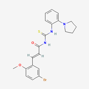 3-(5-bromo-2-methoxyphenyl)-N-({[2-(1-pyrrolidinyl)phenyl]amino}carbonothioyl)acrylamide