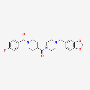 [4-(1,3-Benzodioxol-5-ylmethyl)piperazin-1-yl]-[1-(4-fluorobenzoyl)piperidin-4-yl]methanone