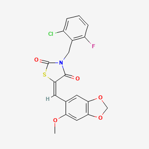 molecular formula C19H13ClFNO5S B3637396 (5E)-3-(2-chloro-6-fluorobenzyl)-5-[(6-methoxy-1,3-benzodioxol-5-yl)methylidene]-1,3-thiazolidine-2,4-dione 