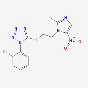 molecular formula C13H12ClN7O2S B3637444 1-(2-Chlorophenyl)-5-[2-(2-methyl-5-nitroimidazol-1-yl)ethylsulfanyl]tetrazole 