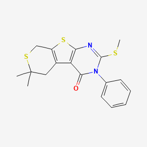 12,12-dimethyl-5-methylsulfanyl-4-phenyl-8,11-dithia-4,6-diazatricyclo[7.4.0.02,7]trideca-1(9),2(7),5-trien-3-one