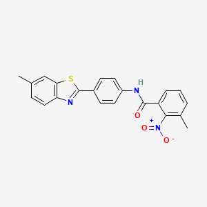 3-methyl-N-[4-(6-methyl-1,3-benzothiazol-2-yl)phenyl]-2-nitrobenzamide