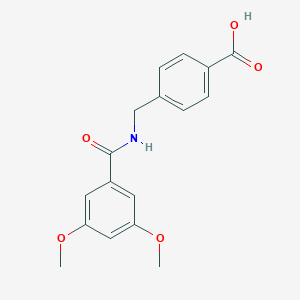 molecular formula C17H17NO5 B363749 4-{[(3,5-Dimethoxybenzoyl)amino]methyl}benzoic acid CAS No. 925103-27-1