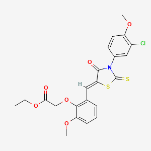 ethyl (2-{[3-(3-chloro-4-methoxyphenyl)-4-oxo-2-thioxo-1,3-thiazolidin-5-ylidene]methyl}-6-methoxyphenoxy)acetate