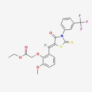 molecular formula C22H18F3NO5S2 B3637671 ethyl [2-methoxy-6-({4-oxo-2-thioxo-3-[3-(trifluoromethyl)phenyl]-1,3-thiazolidin-5-ylidene}methyl)phenoxy]acetate 