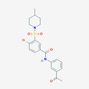 molecular formula C21H23BrN2O4S B3637696 N-(3-acetylphenyl)-4-bromo-3-(4-methylpiperidin-1-yl)sulfonylbenzamide 