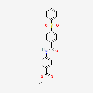 molecular formula C22H19NO5S B3637722 Ethyl 4-[[4-(benzenesulfonyl)benzoyl]amino]benzoate 