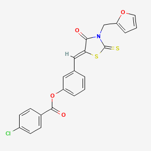 [3-[(Z)-[3-(furan-2-ylmethyl)-4-oxo-2-sulfanylidene-1,3-thiazolidin-5-ylidene]methyl]phenyl] 4-chlorobenzoate