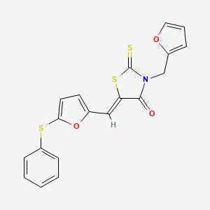 (5Z)-3-(furan-2-ylmethyl)-5-[(5-phenylsulfanylfuran-2-yl)methylidene]-2-sulfanylidene-1,3-thiazolidin-4-one