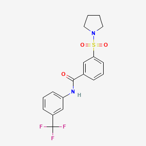 molecular formula C18H17F3N2O3S B3637890 3-(1-pyrrolidinylsulfonyl)-N-[3-(trifluoromethyl)phenyl]benzamide 