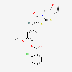 [2-ethoxy-4-[(Z)-[3-(furan-2-ylmethyl)-4-oxo-2-sulfanylidene-1,3-thiazolidin-5-ylidene]methyl]phenyl] 2-chlorobenzoate