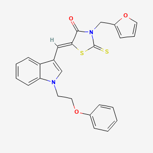 (5Z)-3-(furan-2-ylmethyl)-5-[[1-(2-phenoxyethyl)indol-3-yl]methylidene]-2-sulfanylidene-1,3-thiazolidin-4-one