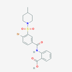 2-[[4-Bromo-3-(4-methylpiperidin-1-yl)sulfonylbenzoyl]amino]benzoic acid