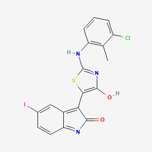 3-{2-[(3-chloro-2-methylphenyl)imino]-4-oxo-1,3-thiazolidin-5-ylidene}-5-iodo-1,3-dihydro-2H-indol-2-one