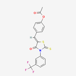 4-({4-oxo-2-thioxo-3-[3-(trifluoromethyl)phenyl]-1,3-thiazolidin-5-ylidene}methyl)phenyl acetate