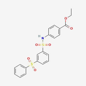 molecular formula C21H19NO6S2 B3638125 Ethyl 4-[[3-(benzenesulfonyl)phenyl]sulfonylamino]benzoate 