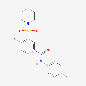 molecular formula C20H23FN2O3S B3638139 N-(2,4-dimethylphenyl)-4-fluoro-3-(1-piperidinylsulfonyl)benzamide 