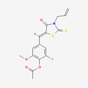 molecular formula C16H14INO4S2 B3638205 4-[(3-allyl-4-oxo-2-thioxo-1,3-thiazolidin-5-ylidene)methyl]-2-iodo-6-methoxyphenyl acetate 