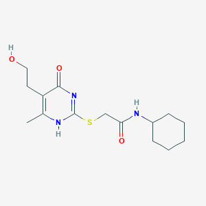 molecular formula C15H23N3O3S B363826 N-cyclohexyl-2-{[5-(2-hydroxyethyl)-4-methyl-6-oxo-1,6-dihydro-2-pyrimidinyl]sulfanyl}acetamide CAS No. 919066-91-4