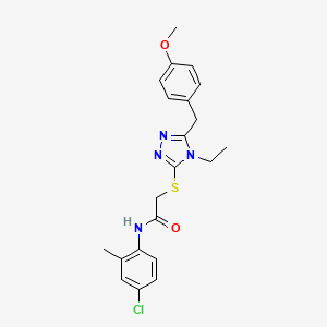 molecular formula C21H23ClN4O2S B3638284 N-(4-chloro-2-methylphenyl)-2-{[4-ethyl-5-(4-methoxybenzyl)-4H-1,2,4-triazol-3-yl]sulfanyl}acetamide 