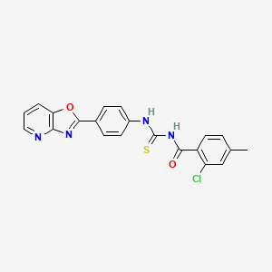 molecular formula C21H15ClN4O2S B3638303 2-chloro-4-methyl-N-{[(4-[1,3]oxazolo[4,5-b]pyridin-2-ylphenyl)amino]carbonothioyl}benzamide 