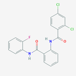 molecular formula C20H13Cl2FN2O2 B3638320 2,4-dichloro-N-[2-[(2-fluorophenyl)carbamoyl]phenyl]benzamide 