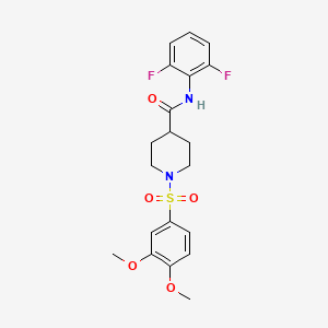 molecular formula C20H22F2N2O5S B3638482 N-(2,6-Difluorophenyl)-1-(3,4-dimethoxybenzenesulfonyl)piperidine-4-carboxamide 