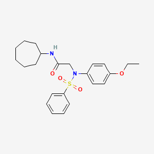 2-[N-(benzenesulfonyl)-4-ethoxyanilino]-N-cycloheptylacetamide