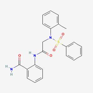 molecular formula C22H21N3O4S B3638639 2-[[2-[N-(benzenesulfonyl)-2-methylanilino]acetyl]amino]benzamide 