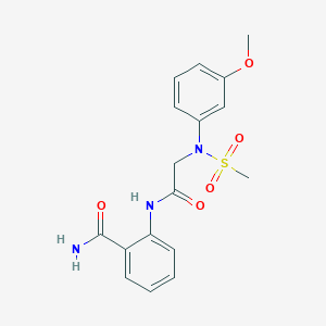 molecular formula C17H19N3O5S B3638643 2-[[2-(3-methoxy-N-methylsulfonylanilino)acetyl]amino]benzamide 